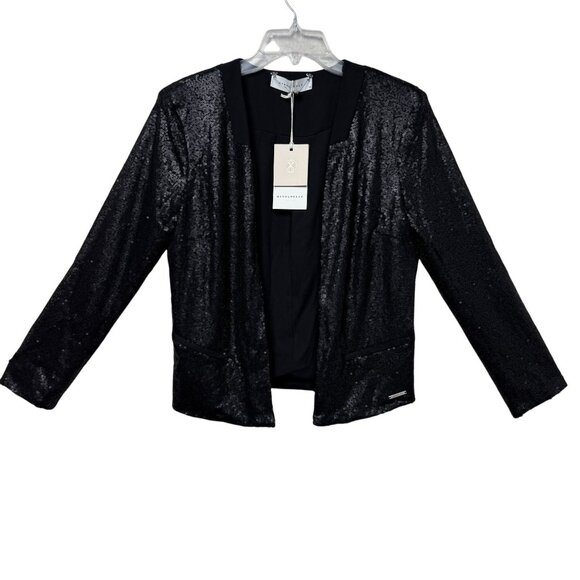 Sequin Open-Front Blazer Jacket Cocktail Coat Zipper Pockets Rino & Pelle 38 NWT - Picture 1 of 16